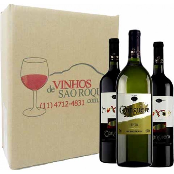 Kit Vinho Bordô Suave + Seco + Branco Niagara - Canguera